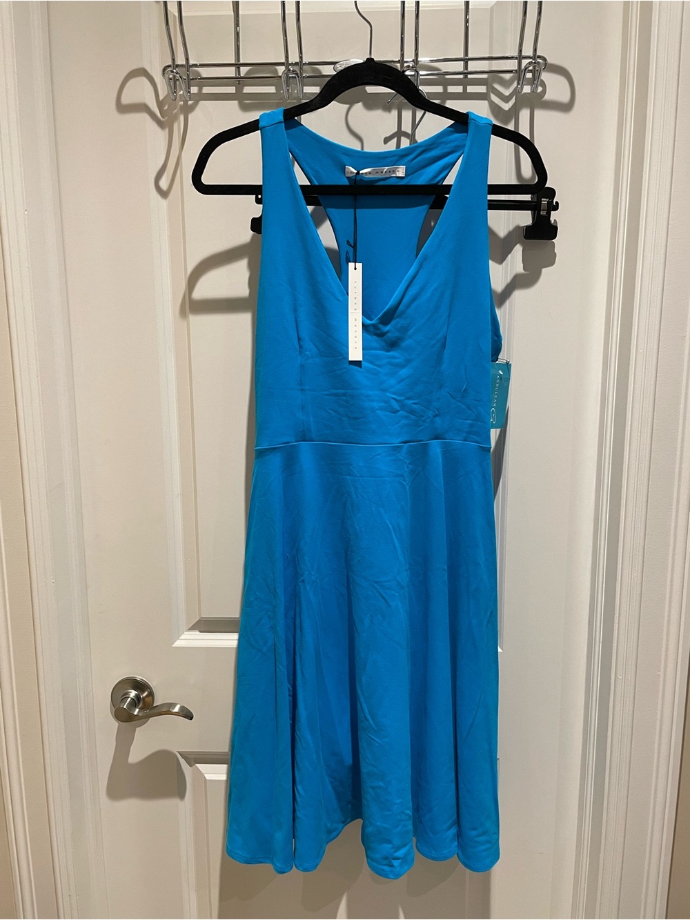 Susana Monaco Sleeveless V-Neck Midi Dress in Turquoise Blue